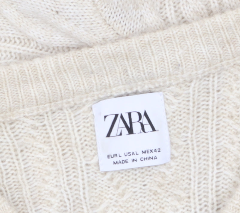 Mens UK Size L Zara Beige Pullover Jumper