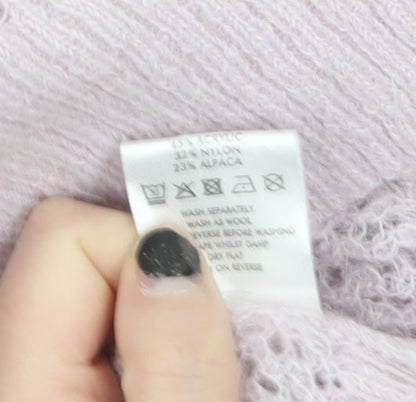 Oliver Bonas Women’s Pink Alpaca Blend Open-Knit Jumper Size 10