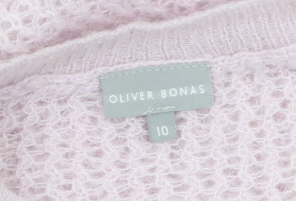 Oliver Bonas Women’s Pink Alpaca Blend Open-Knit Jumper Size 10