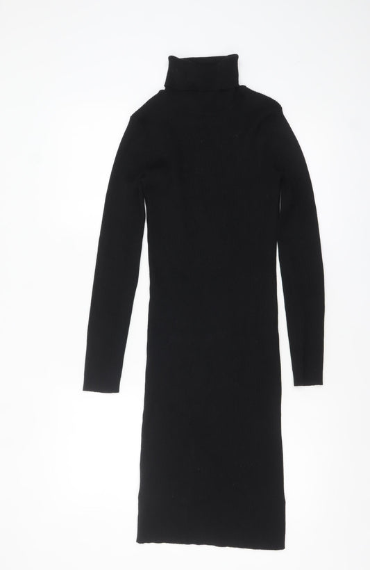 South Womens Black Knit Roll Neck Bodycon Midi Dress UK 10