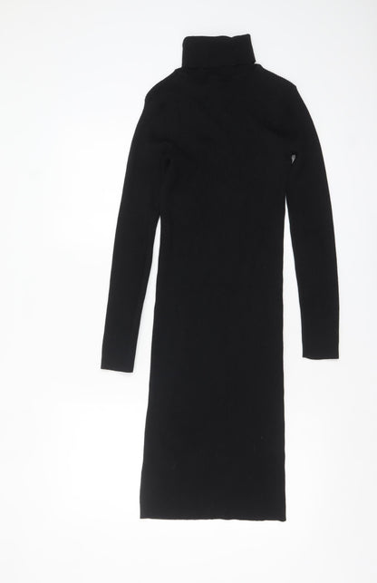 South Womens Black Knit Roll Neck Bodycon Midi Dress UK 10