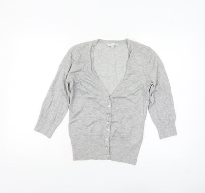 Red Herring Women's Grey V-Neck Button Cardigan Size 10