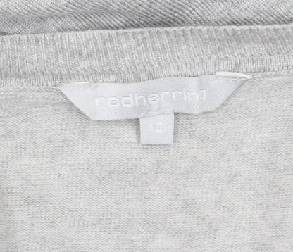 Red Herring Women's Grey V-Neck Button Cardigan Size 10
