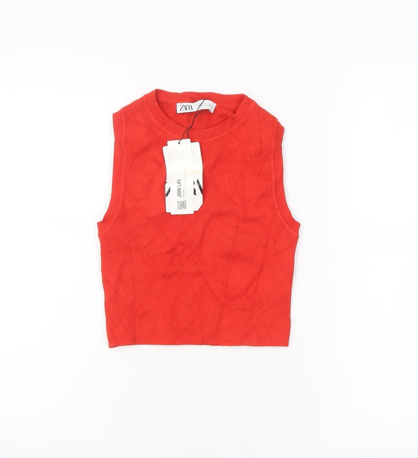 Womens UK Size 12 Zara Red Cropped Tank