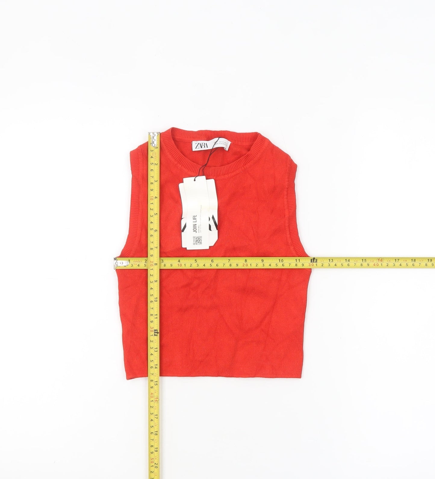 Womens UK Size 12 Zara Red Cropped Tank