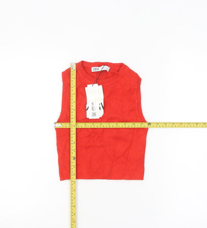 Womens UK Size 12 Zara Red Cropped Tank