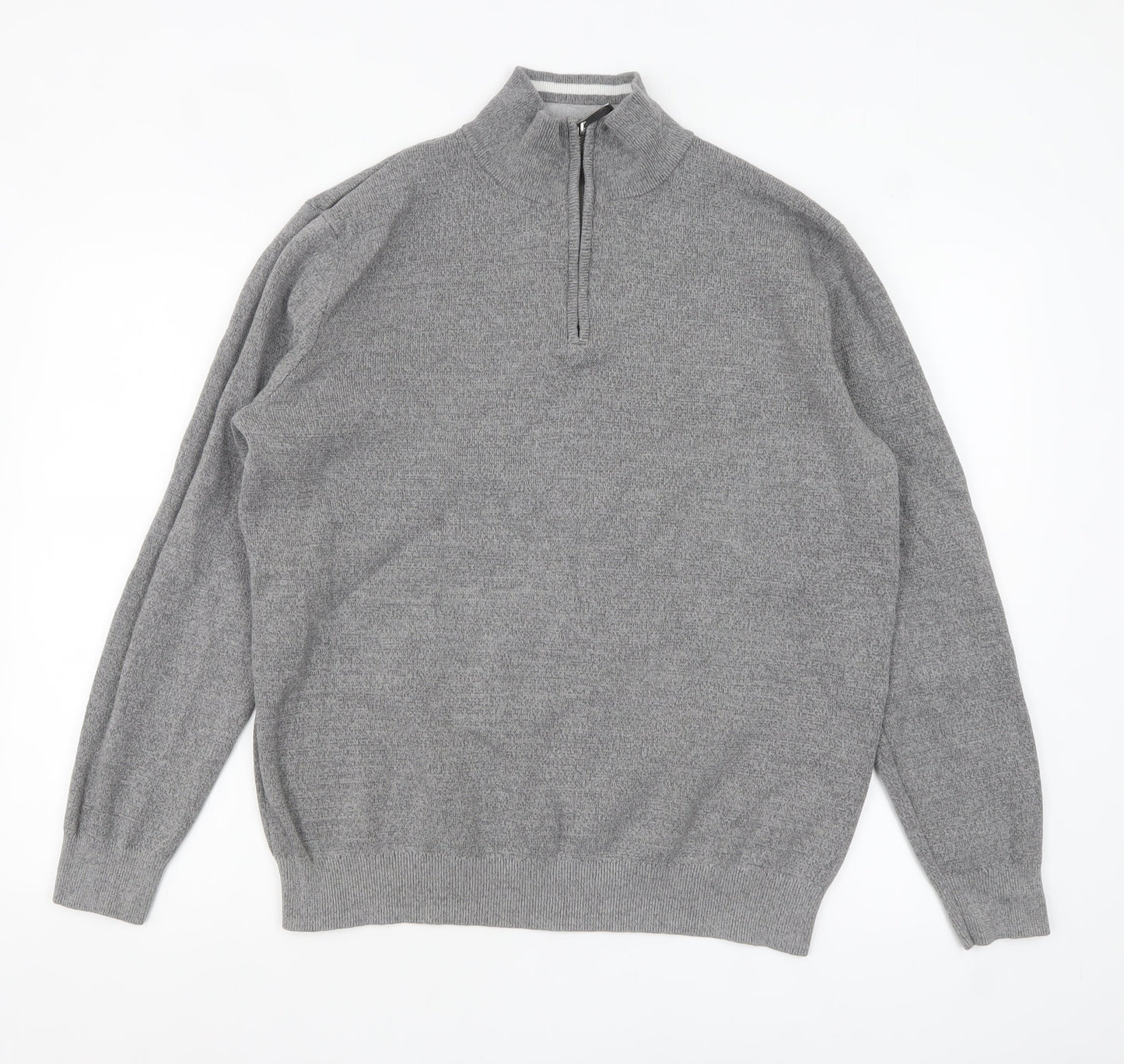 Mens UK Size L Lincoln Grey 1/2 Zip Jumper