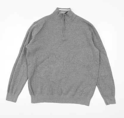 Mens UK Size L Lincoln Grey 1/2 Zip Jumper