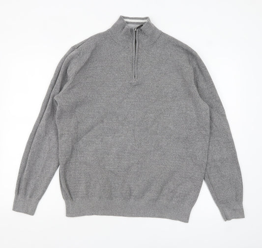 Mens UK Size L Lincoln Grey 1/2 Zip Jumper
