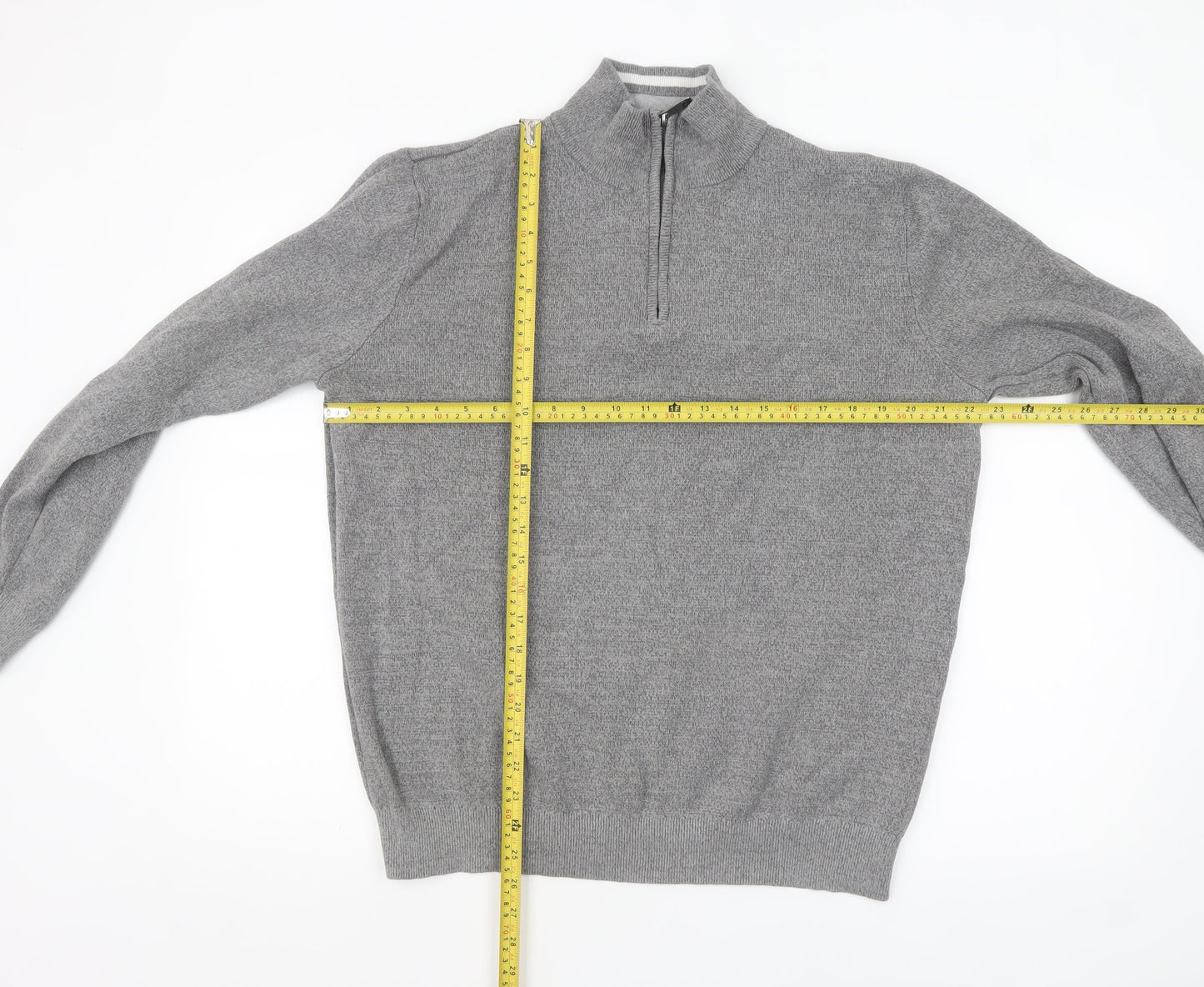 Mens UK Size L Lincoln Grey 1/2 Zip Jumper
