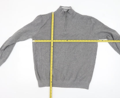 Mens UK Size L Lincoln Grey 1/2 Zip Jumper
