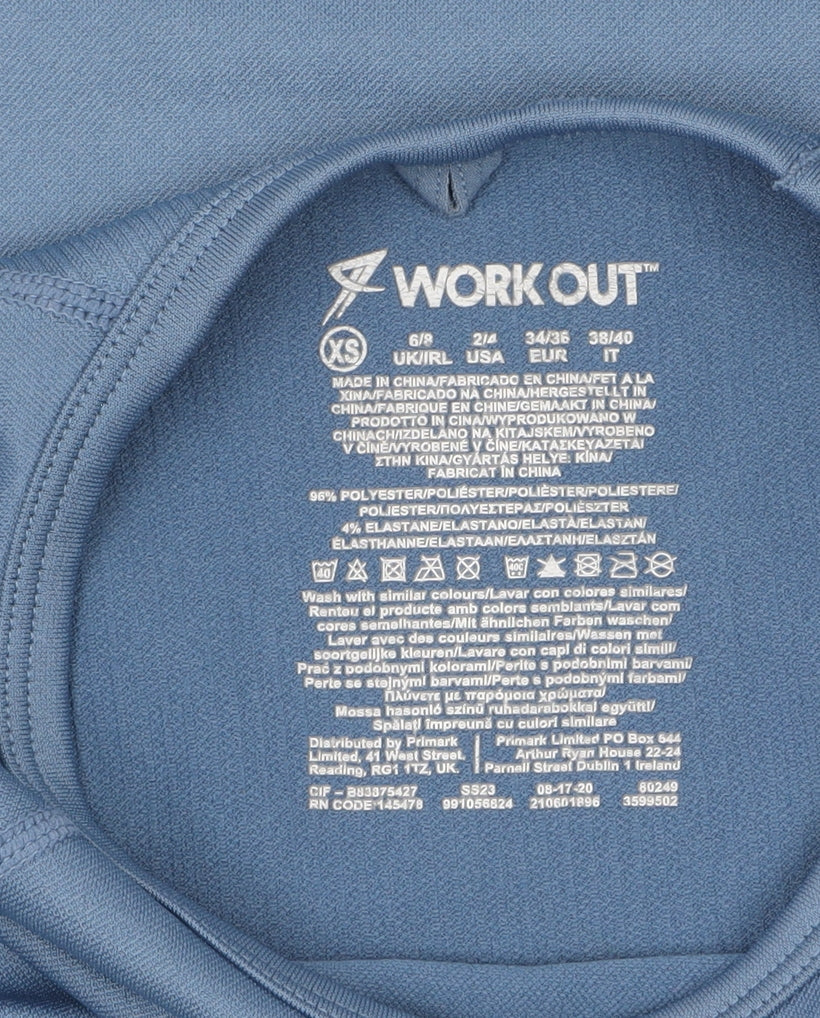 Womens UK Size XS Primark Blue Gym & Training Running & Jogging Yoga T-Shirt