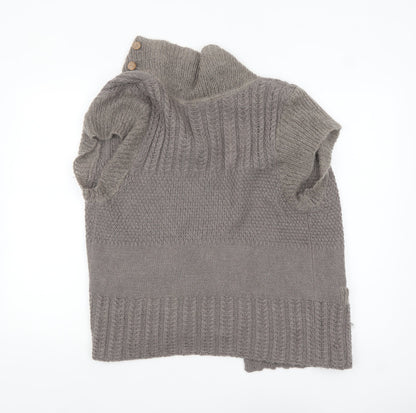 White Stuff Women’s Grey Wool Blend Short Sleeve Chunky Knit Cardigan Size 16