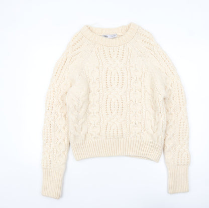 Womens UK Size M Zara Ivory Pullover Jumper