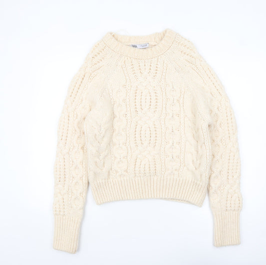 Womens UK Size M Zara Ivory Pullover Jumper