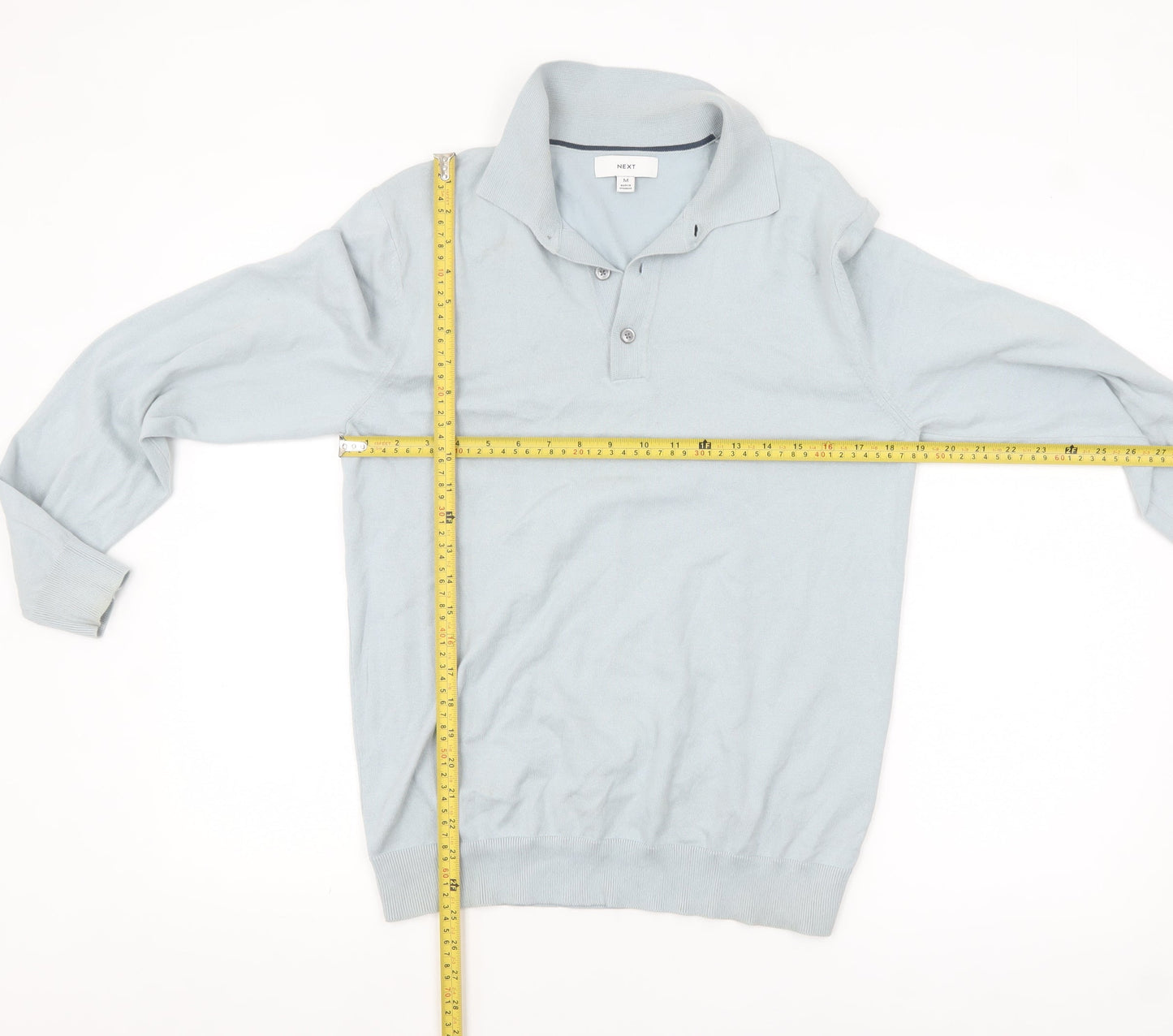 Mens UK Size M NEXT Blue Henley Jumper