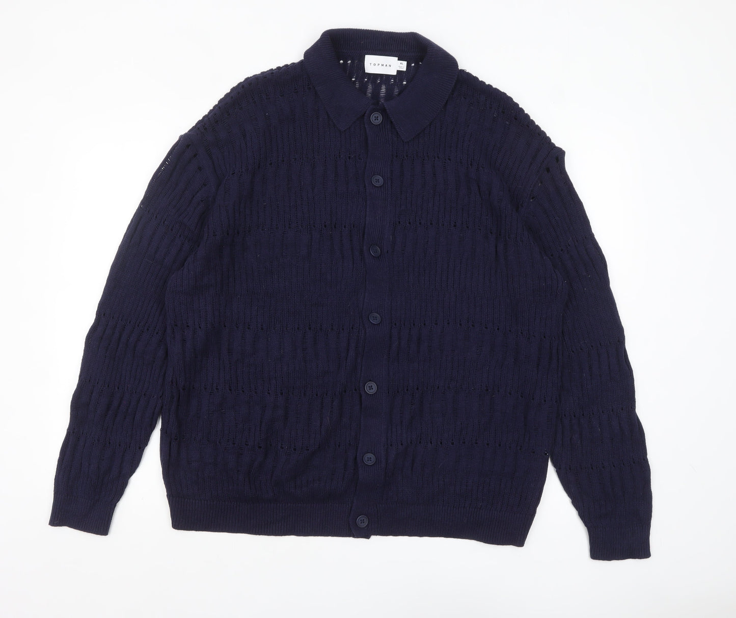 Mens UK Size XL Topman Blue Cardigan Jumper