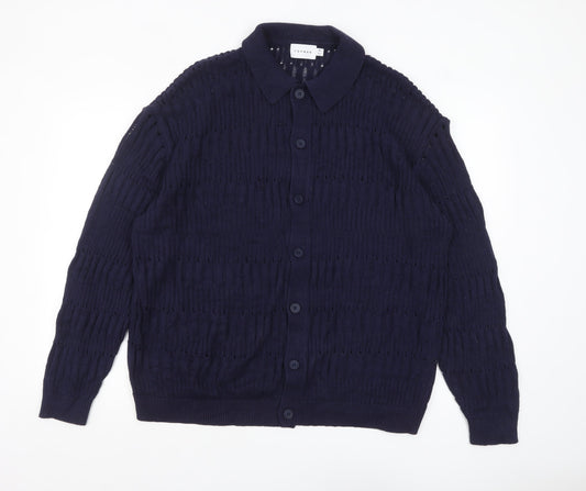 Mens UK Size XL Topman Blue Cardigan Jumper