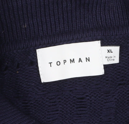 Mens UK Size XL Topman Blue Cardigan Jumper