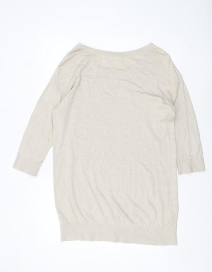 Wallis Womens Beige Butterfly Pullover Jumper M 3/4 Sleeve Cotton Blend
