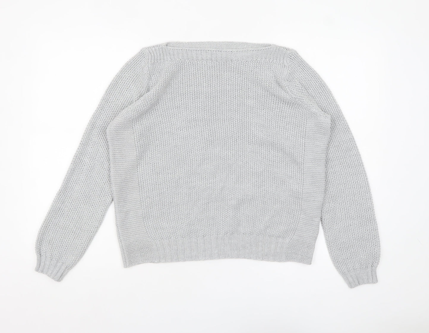 Marks and Spencer Women Grey Chunky Knit Wool Pullover Jumper UK 18