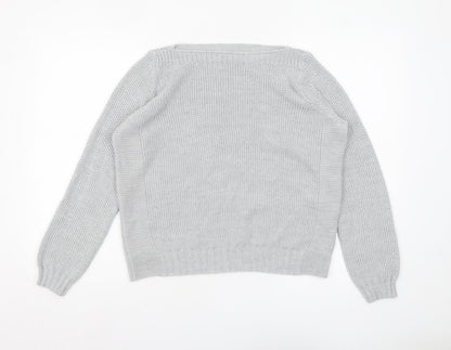 Marks and Spencer Women Grey Chunky Knit Wool Pullover Jumper UK 18
