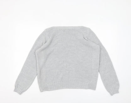 Marks and Spencer Women Grey Chunky Knit Wool Pullover Jumper UK 18