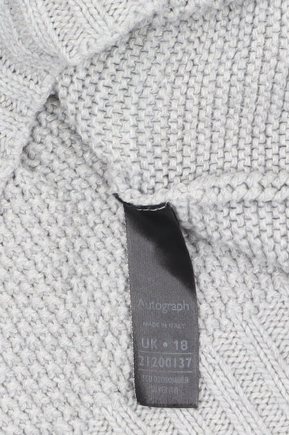 Marks and Spencer Women Grey Chunky Knit Wool Pullover Jumper UK 18