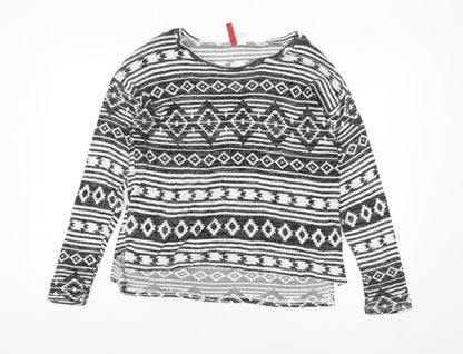 H&M Divided Women's Black Geometric Pattern Jumper Size 12