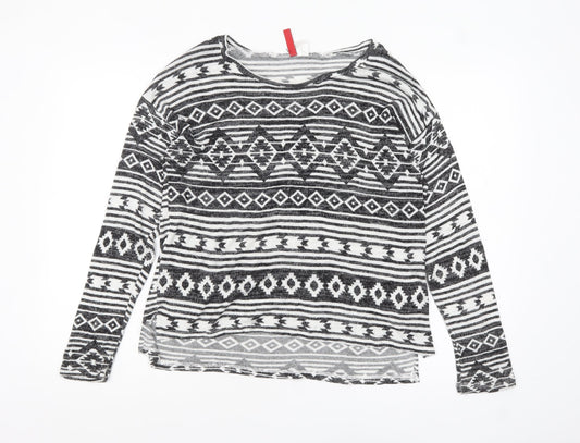 H&M Divided Women's Black Geometric Pattern Jumper Size 12