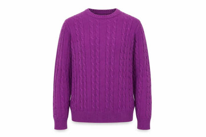Marks and Spencer Men's Purple Cable-Knit Cotton Jumper M Regular Fit