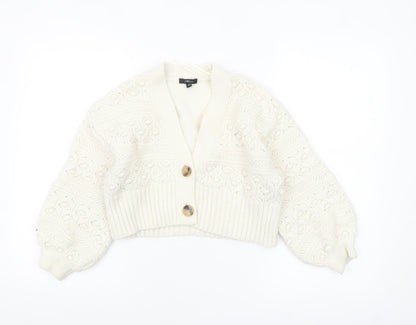 Mavi Women's Ivory Chunky-Knit V-Neck Button Cardigan XS