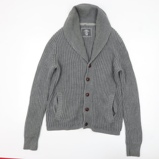 Mens UK Size M H&M Grey Cardigan Jumper