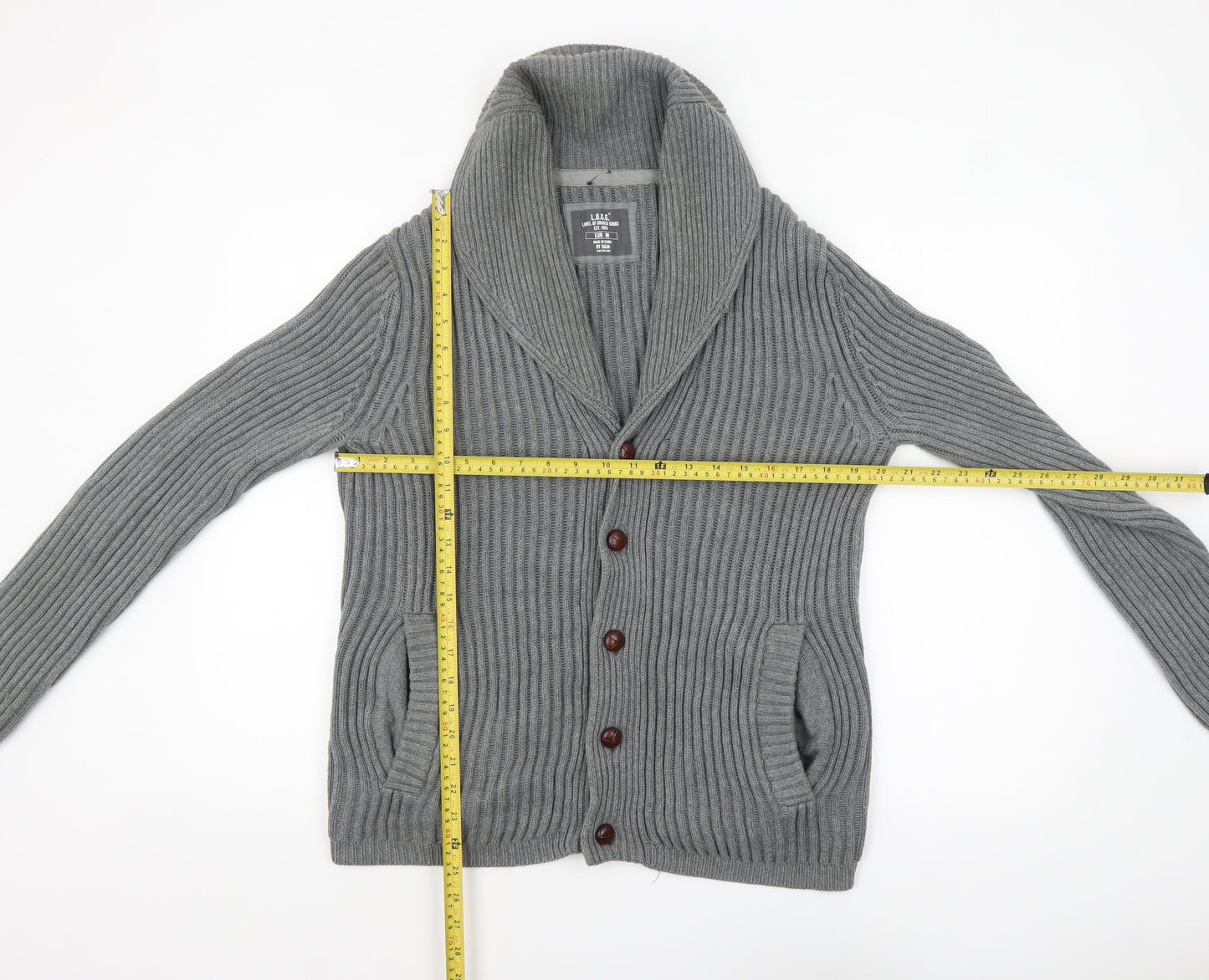 Mens UK Size M H&M Grey Cardigan Jumper
