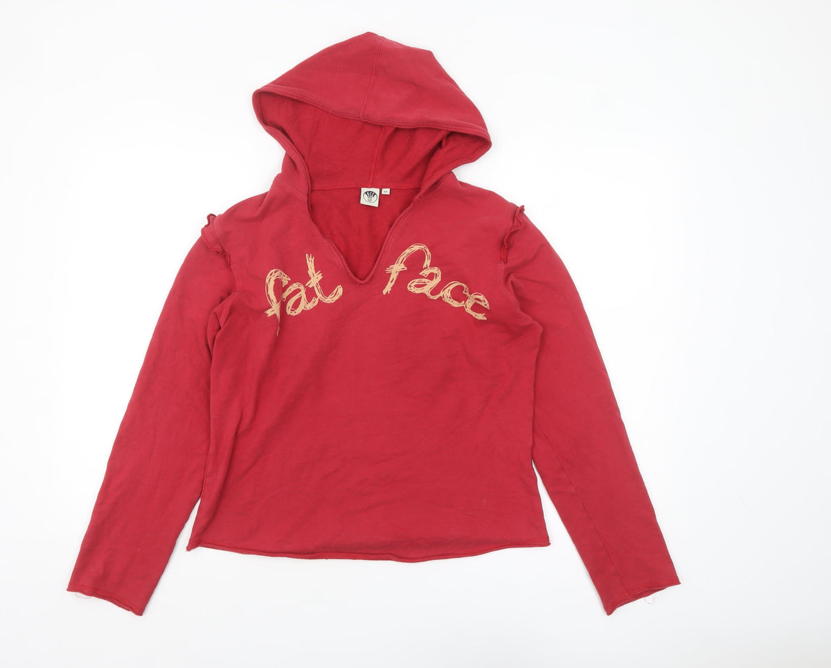 FatFace Women's Red Cotton Blend Pullover Hoodie Size 12