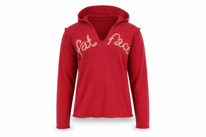FatFace Women's Red Cotton Blend Pullover Hoodie Size 12