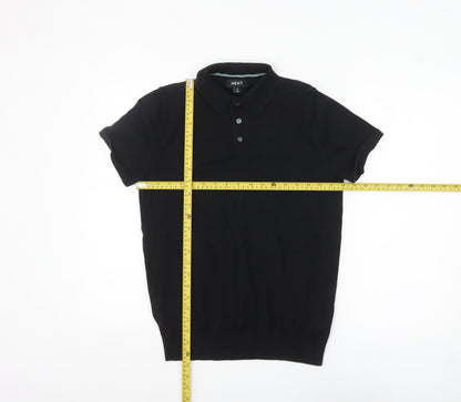 Next Men's Black Short Sleeve Polo Shirt Size S Cotton Blend