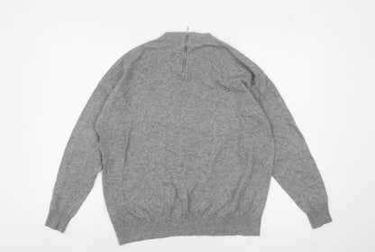 Next Women Grey Swan Embroidered Jumper Size 16 Crew Neck Knit