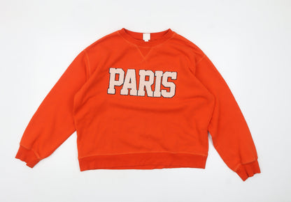Womens UK Size S H&M Orange Pullover Sweatshirt