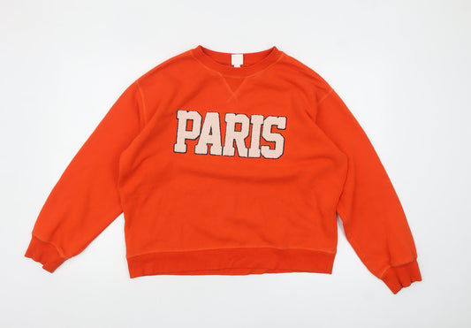 Womens UK Size S H&M Orange Pullover Sweatshirt