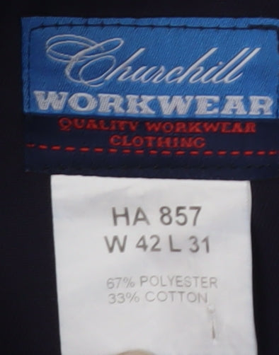 Mens UK Size 42 Churchill Workwear Regular Fit Workwear Blue Trousers