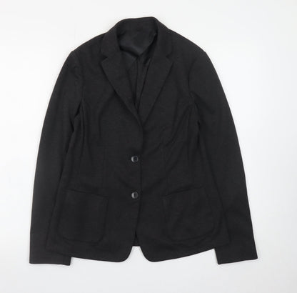 Uniqlo Women's Black L Blazer Jacket Polyester Blend Lined