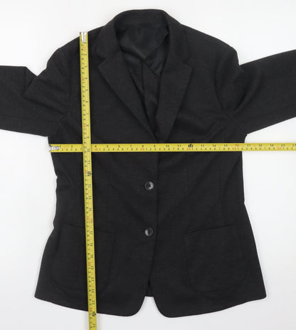 Uniqlo Women's Black L Blazer Jacket Polyester Blend Lined