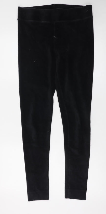 Marks and Spencer Women's Black Velvet Leggings Size 14 Long