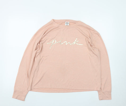 Victoria's Secret PINK Women's Pink Long Sleeve Relaxed Jersey Top L
