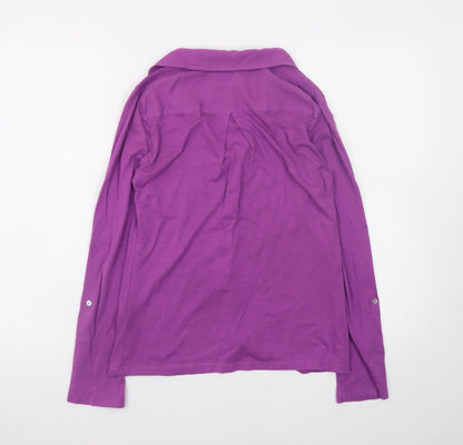 White Stuff Women Purple Size 8 Cotton Button-Up Shirt