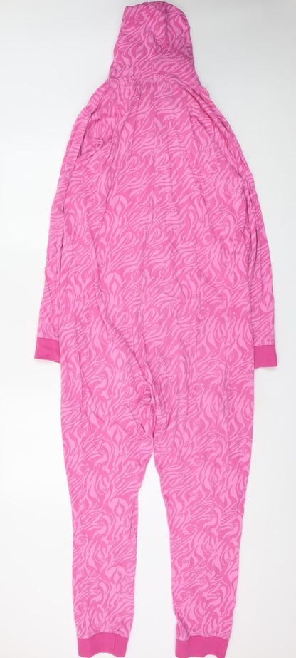 Avon Womens Pink Animal Print Hooded Cotton Onesie UK 12-14