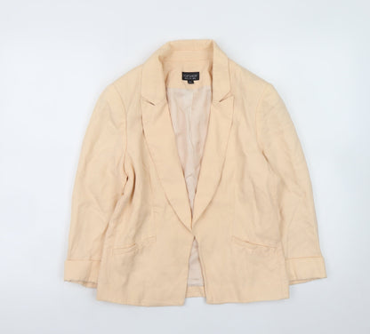 Topshop Women's Beige Lyocell Blazer UK 10 Regular Fit Workwear