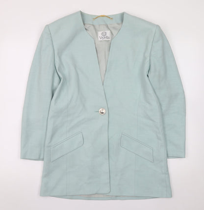 Viyella Women Green Size 12 Classic Long Sleeve Blazer Jacket