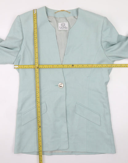 Viyella Women Green Size 12 Classic Long Sleeve Blazer Jacket